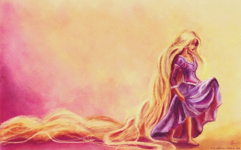 Princess with Long Hair — Yellow, Serene, Sunset