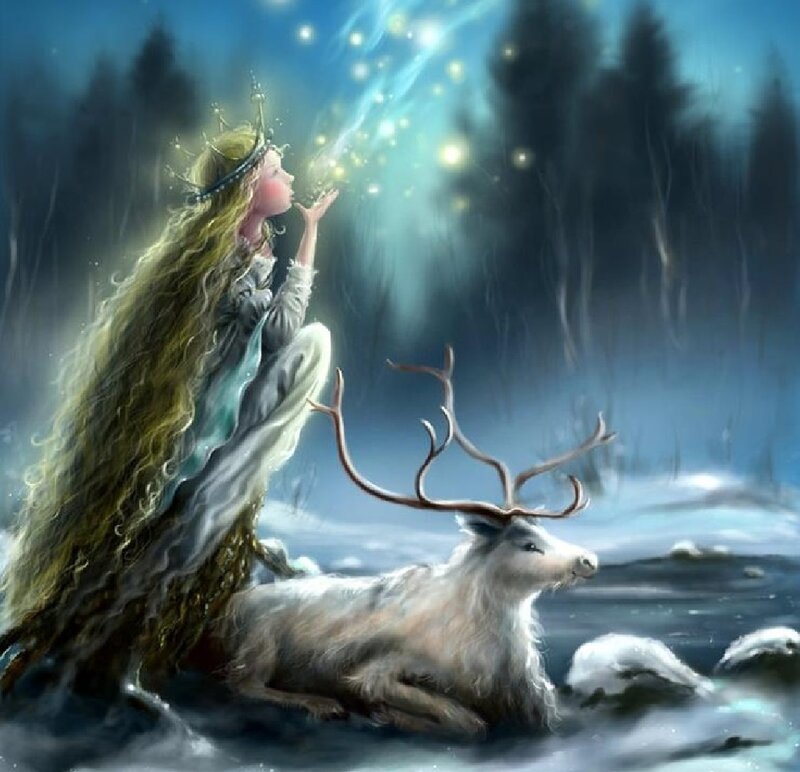 Princess with Reindeer — Blue