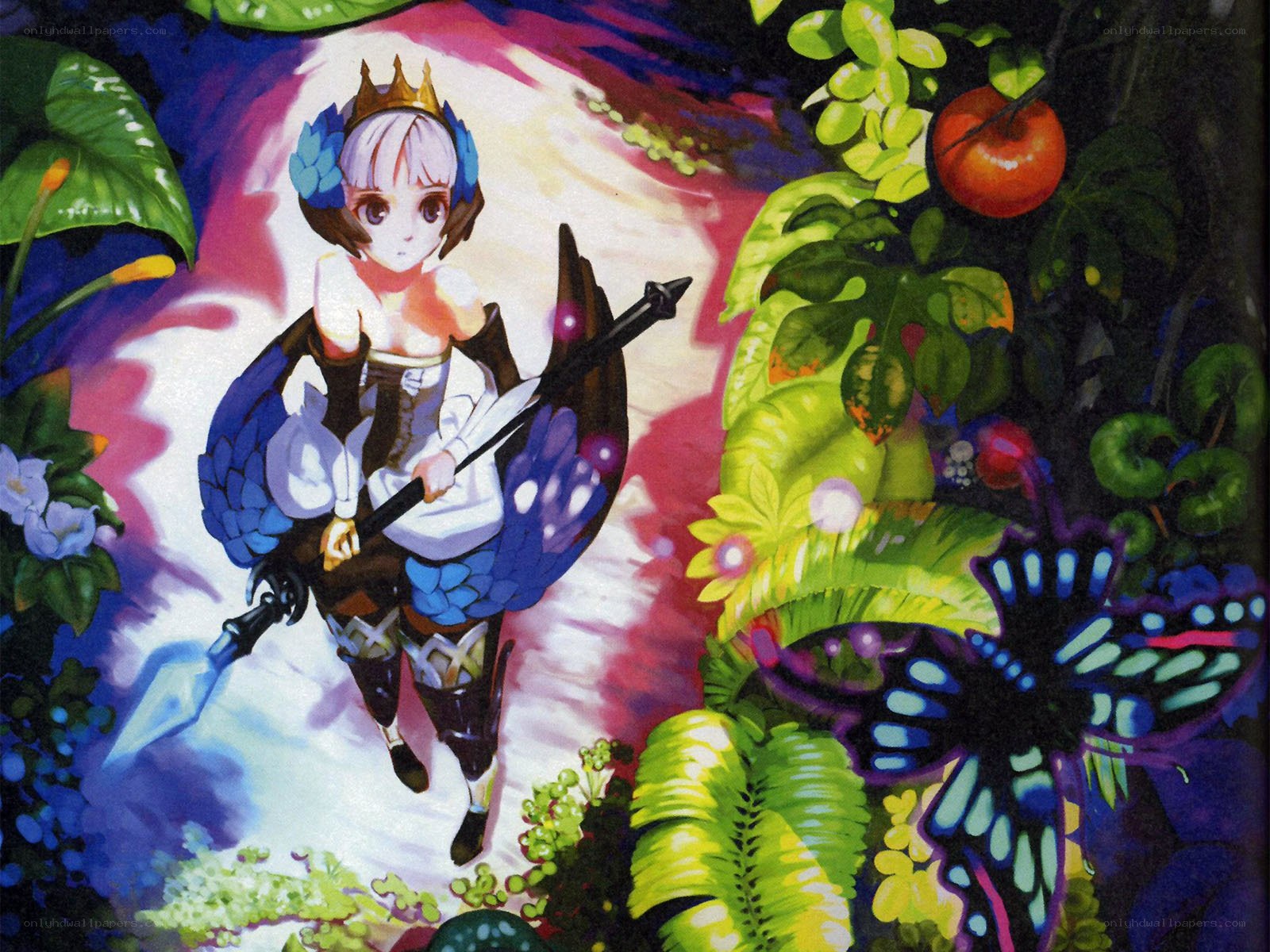 princess with spear in garden