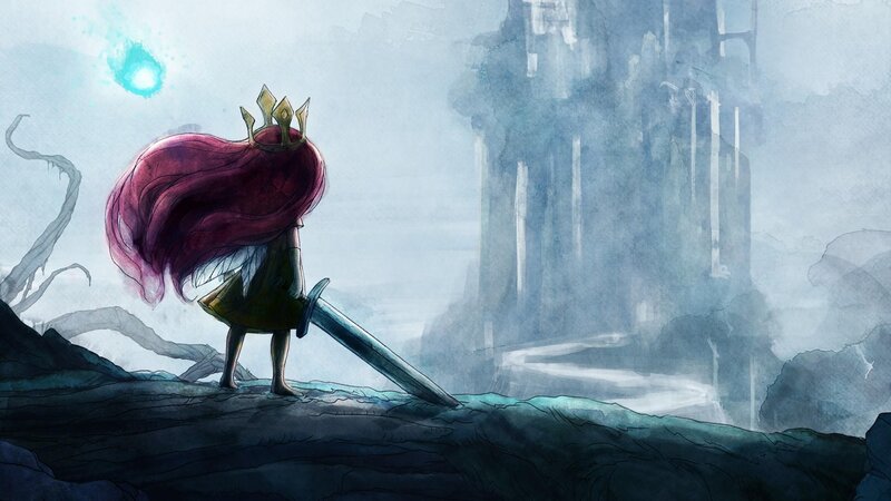 Princess with Sword — Blue, Dramatic, Digital Art