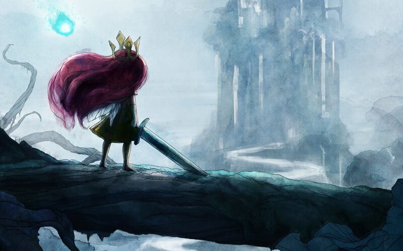 Princess with Sword — Blue, Dramatic