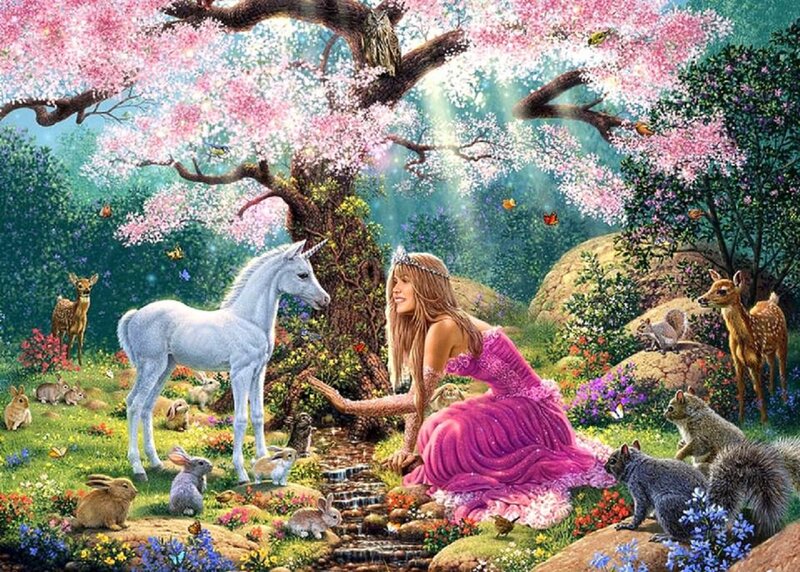 Princess with Unicorn — Pink, Serene, Spring