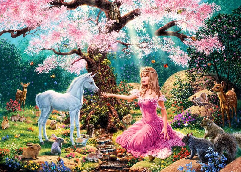 Princess with Unicorn — Pink, Serene