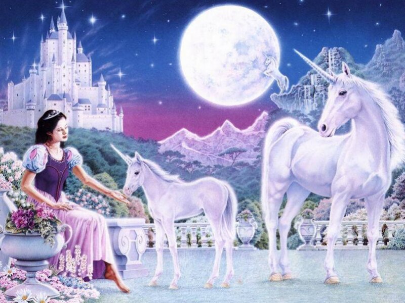 Princess with Unicorns — Purple, Serene