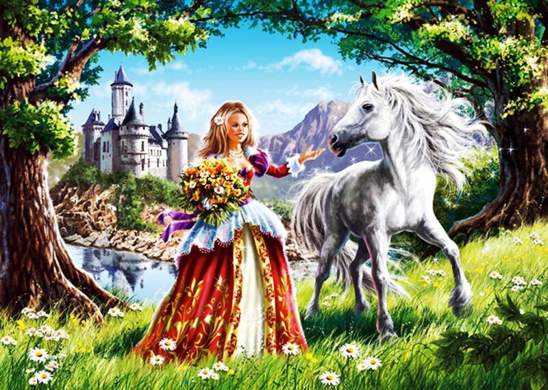 Princess with White Horse — Green