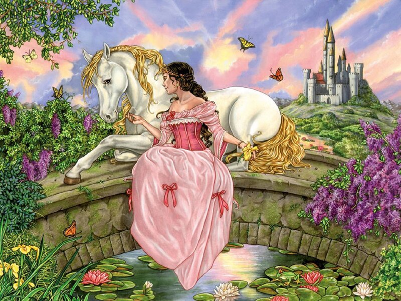 Princess with White Horse — Pink