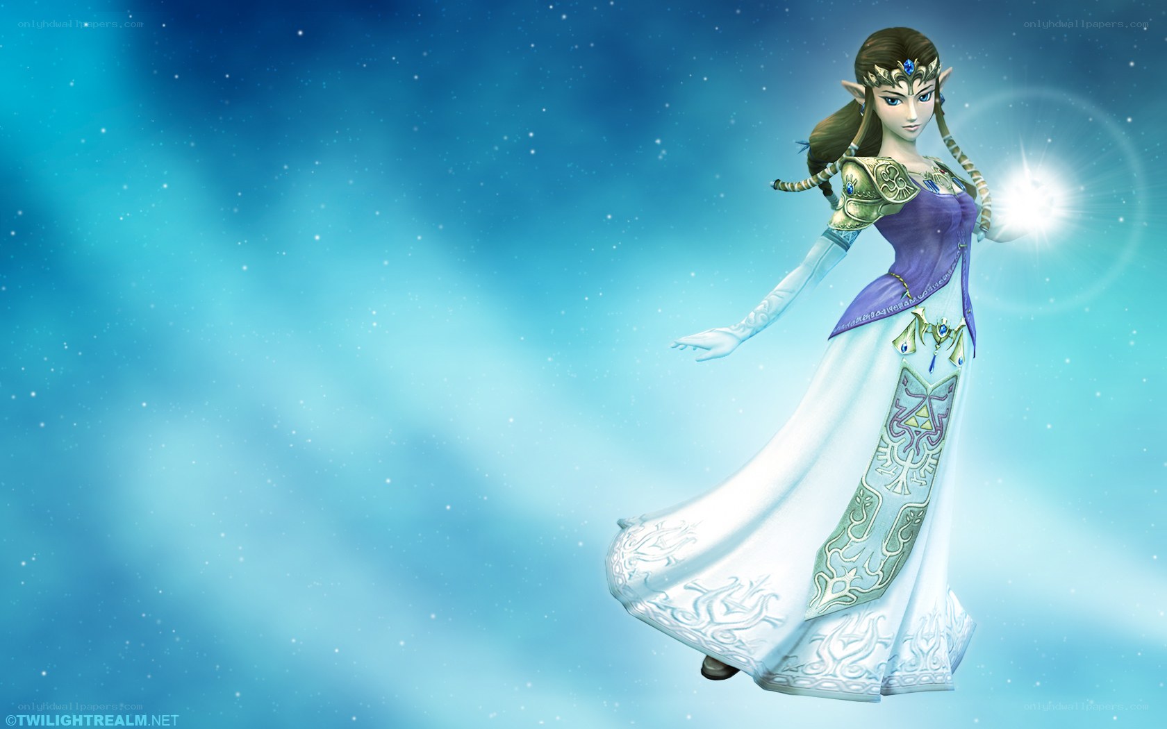 Princess Zelda in a starry sky