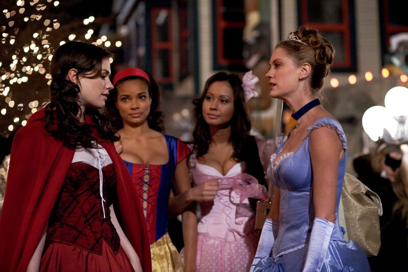 Princesses in costumes at night
