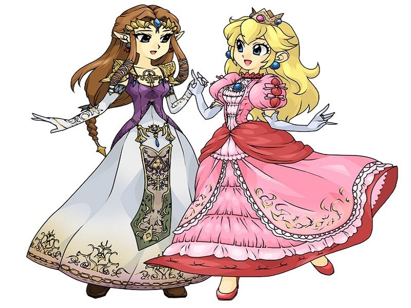 Princesses in elegant gowns