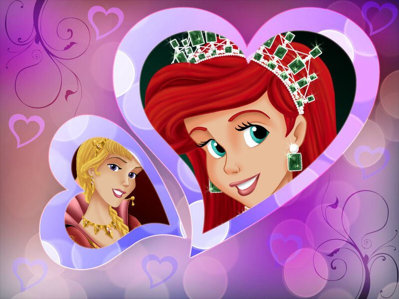 Princesses in Heart Frames — Purple, Romantic