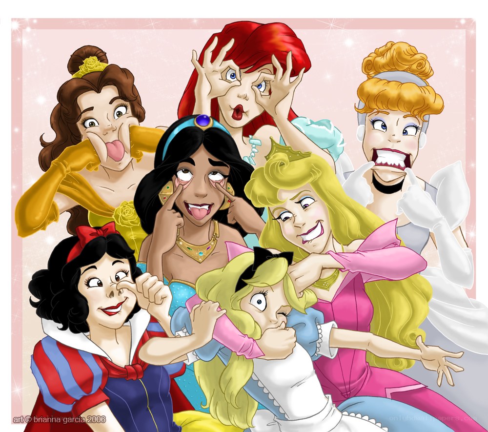 Princesses making silly faces