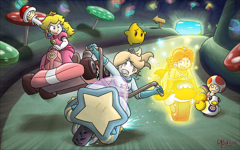 Princesses racing in a fantasy tunnel