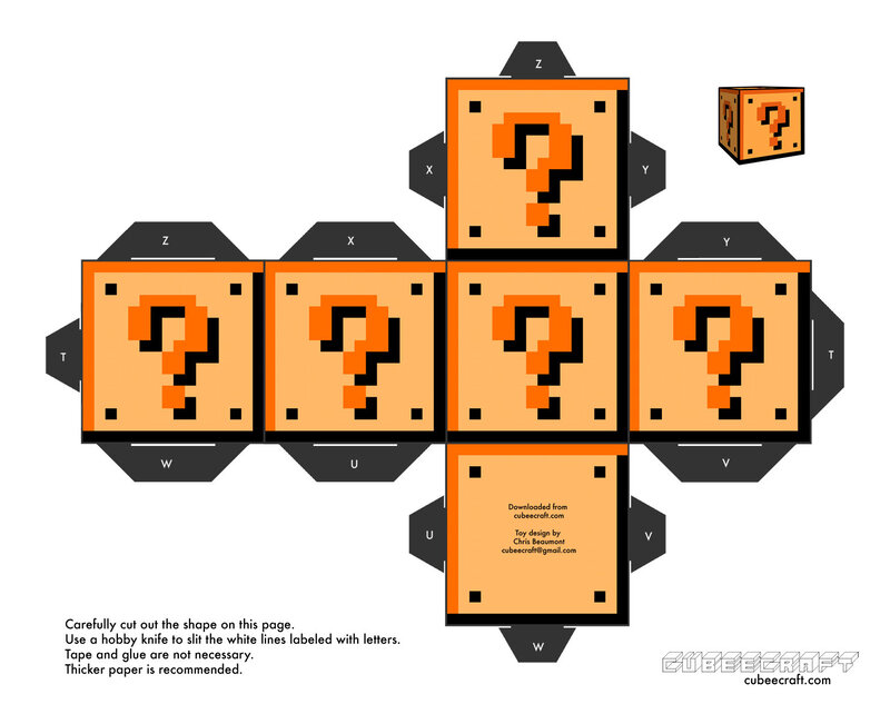 printable question block cube