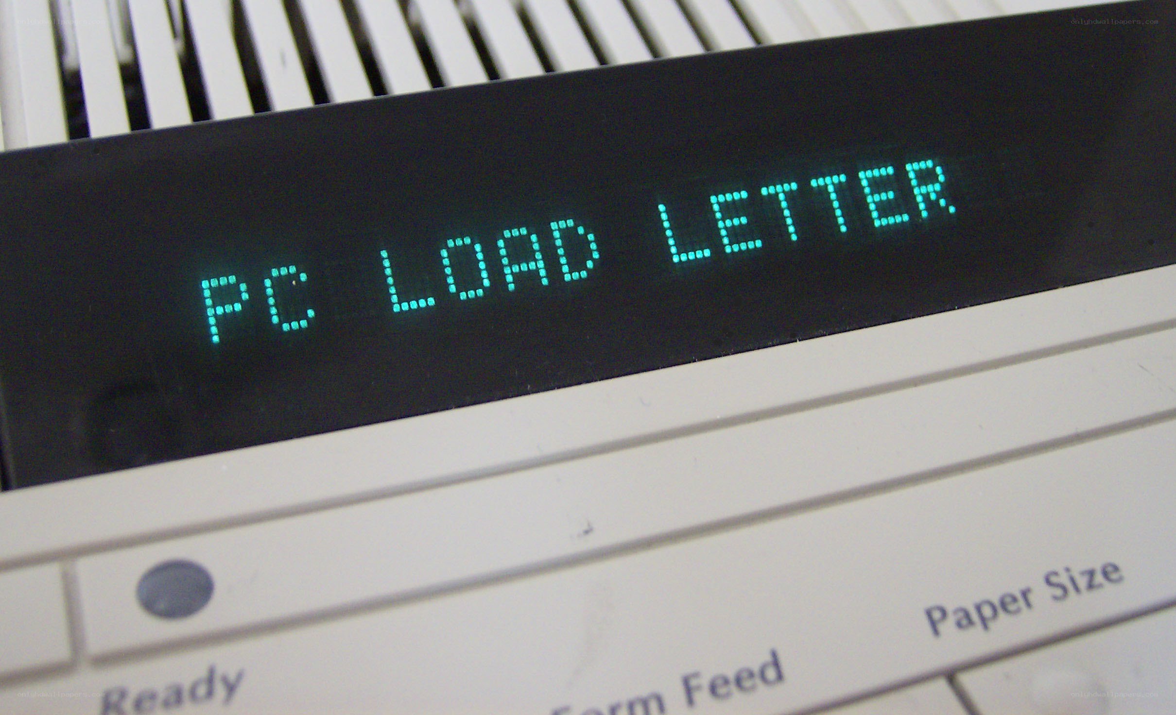 printer display showing PC LOAD LETTER