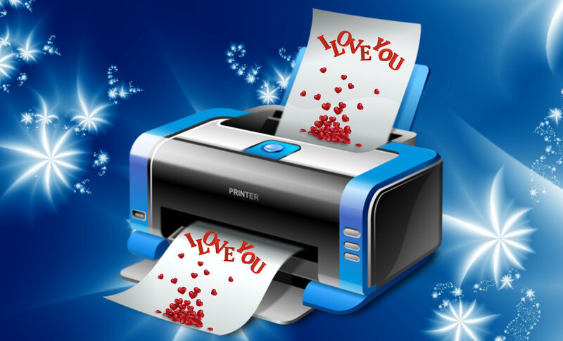 Printer Printing Love Cards