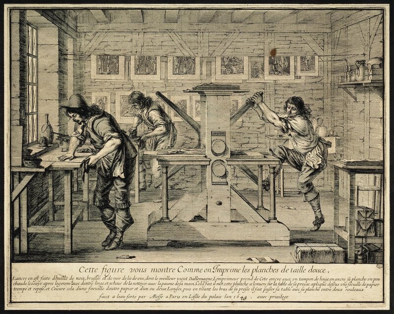 Printmaking workshop scene