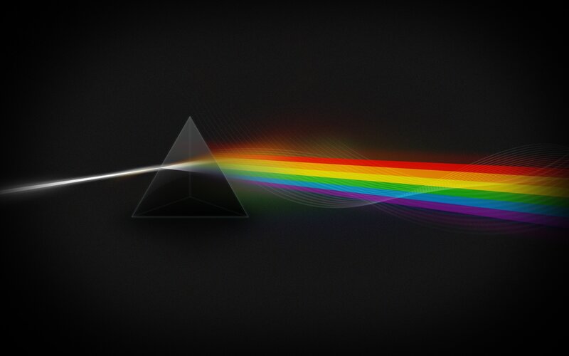 Prism Refracting Light — Black, Dramatic, Digital Art, Rainbow, Pyramid