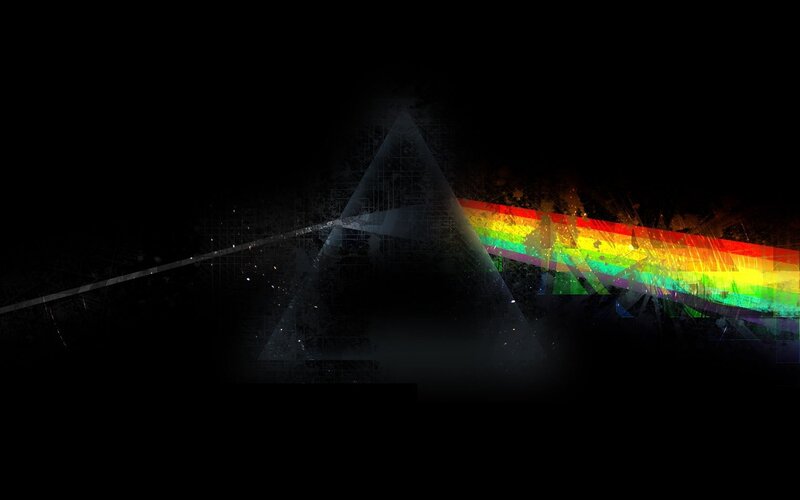 Prism Refracting Light — Black, Dramatic, Digital Art, Rainbow