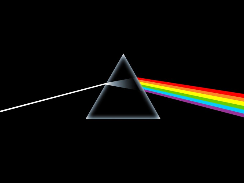 Prism with Rainbow Light — Black, Dramatic, Illustration