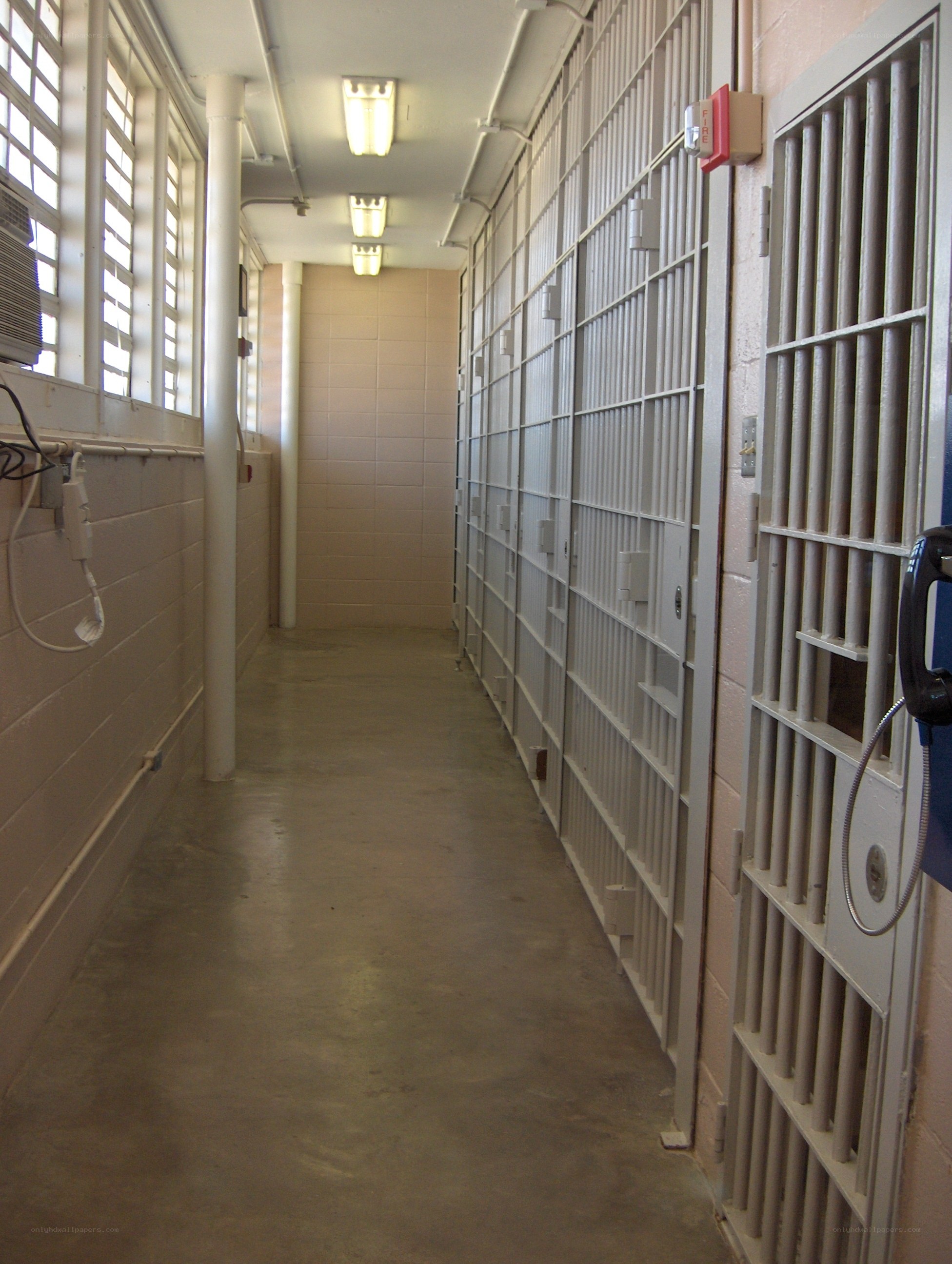 prison cell block hallway