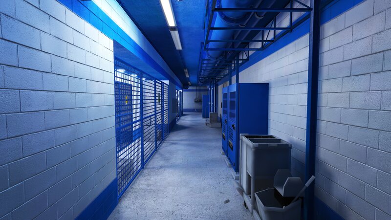 Prison Corridor — Blue