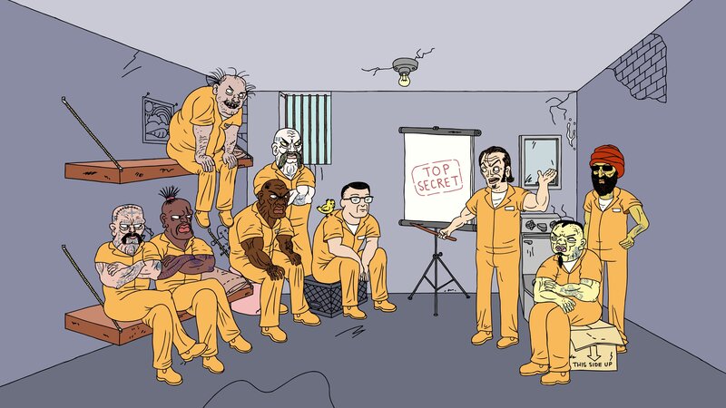 prison meeting with top secret sign