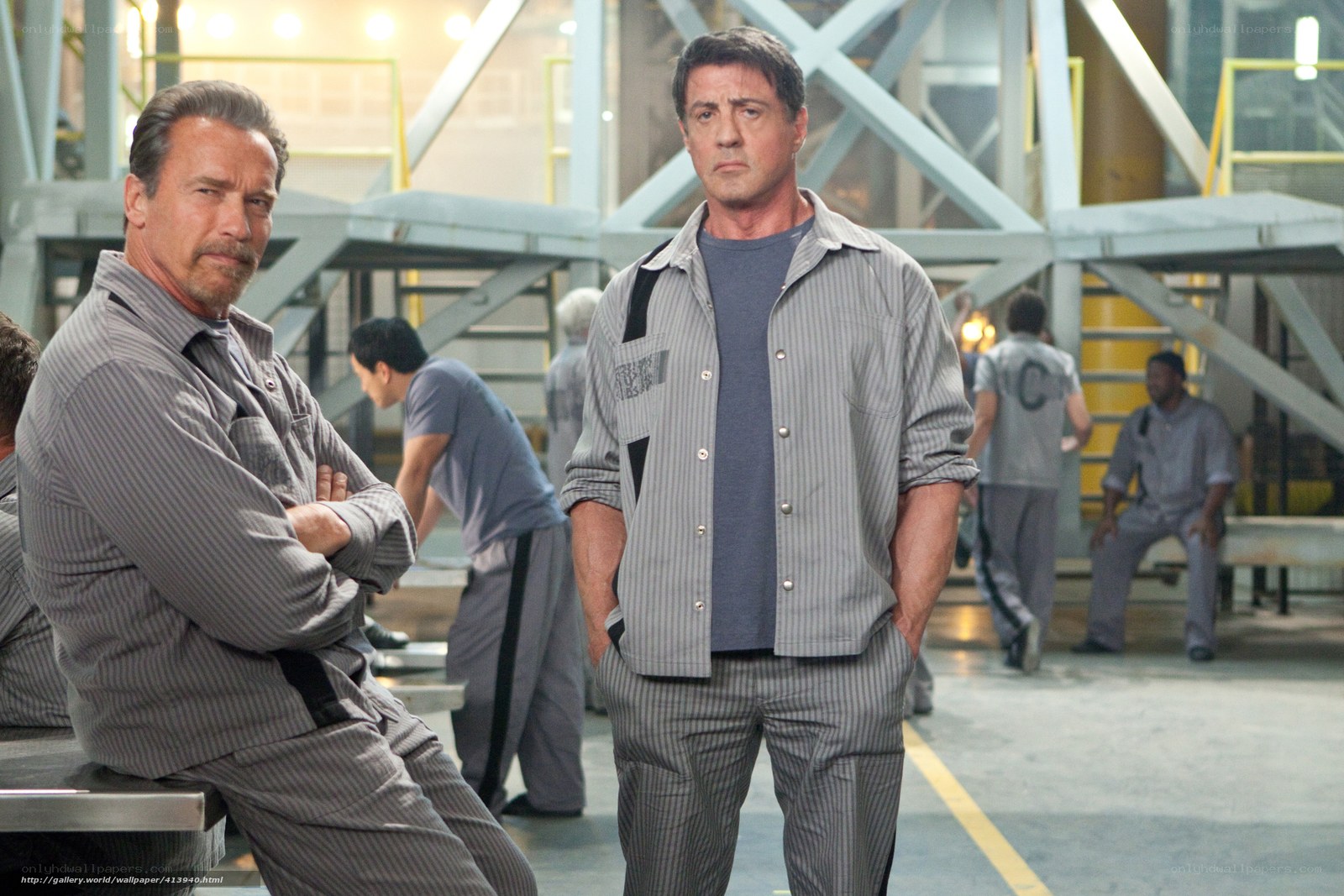 Prison scene with actors