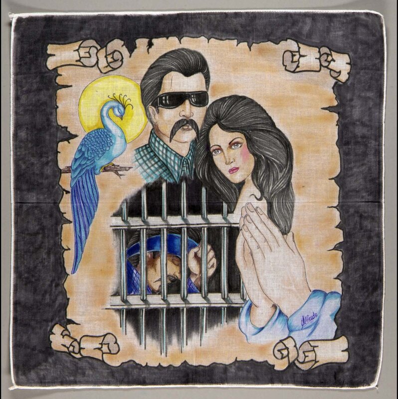 Prison scene with couple and bird