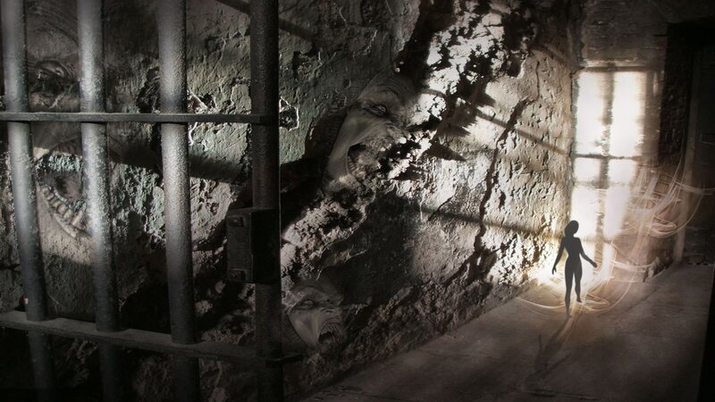 prison with monstrous faces
