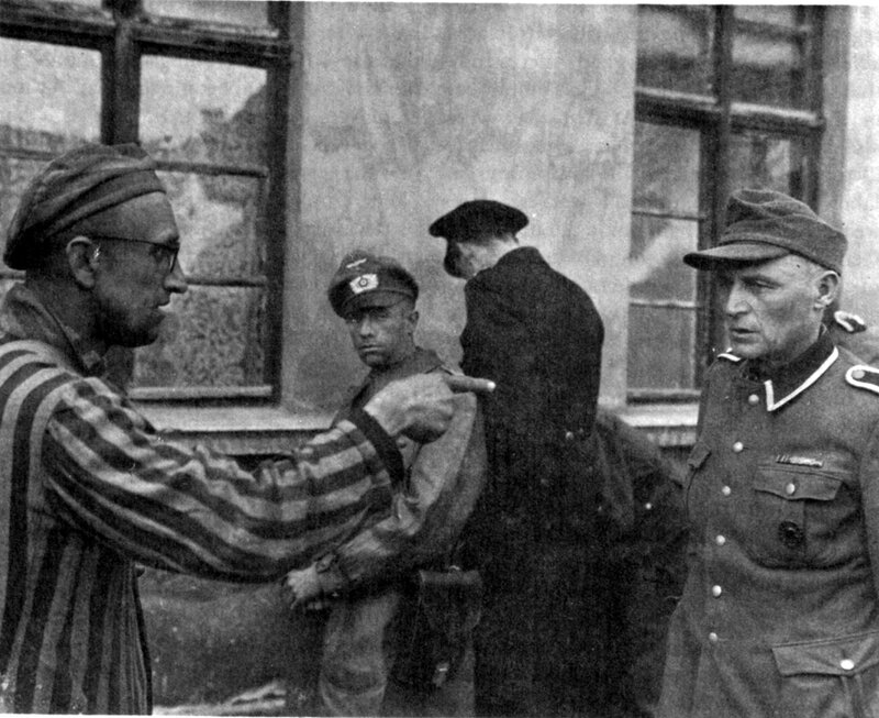 Prisoner confronting guards