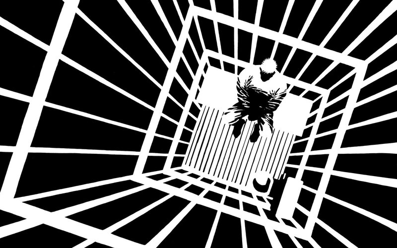 prisoner in a cage