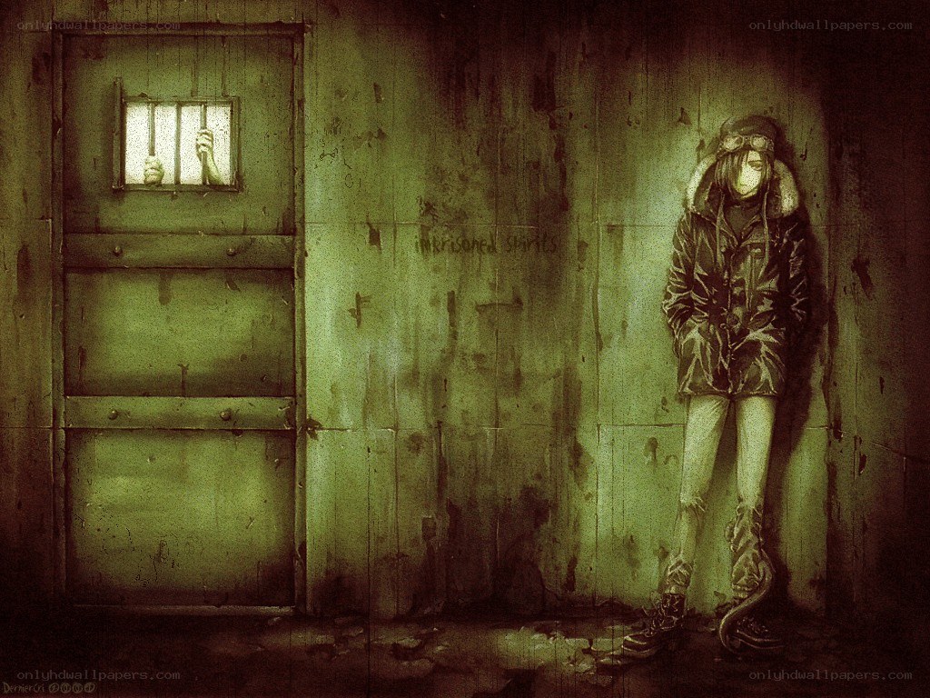 prisoner in a dark cell