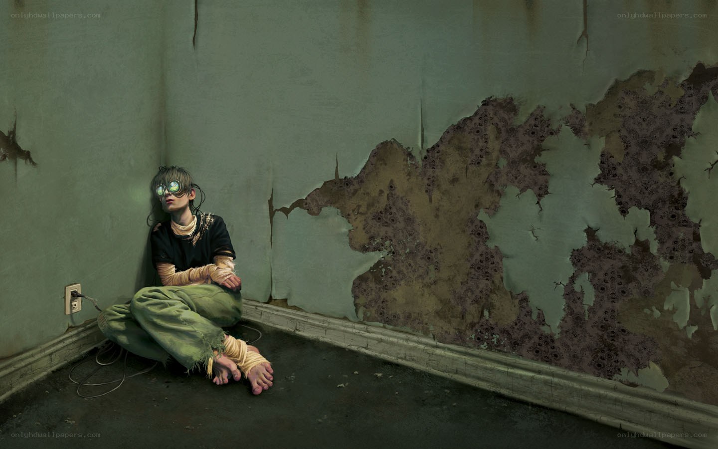 prisoner in a decaying room