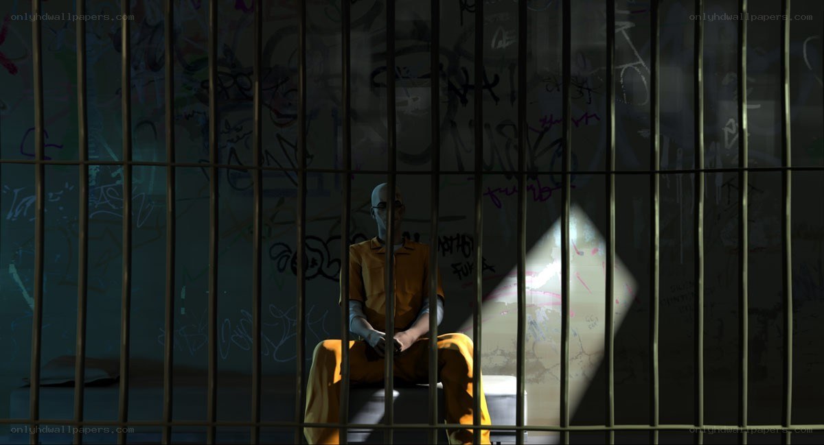 prisoner in a jail cell