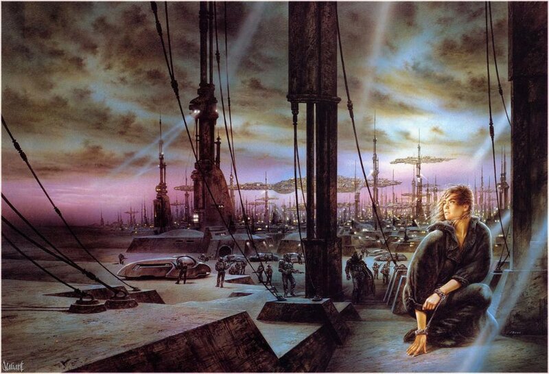 Prisoner on a futuristic platform
