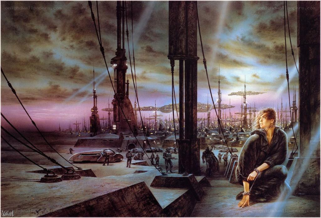 Prisoner on a futuristic platform