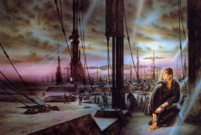 Prisoner on a futuristic platform