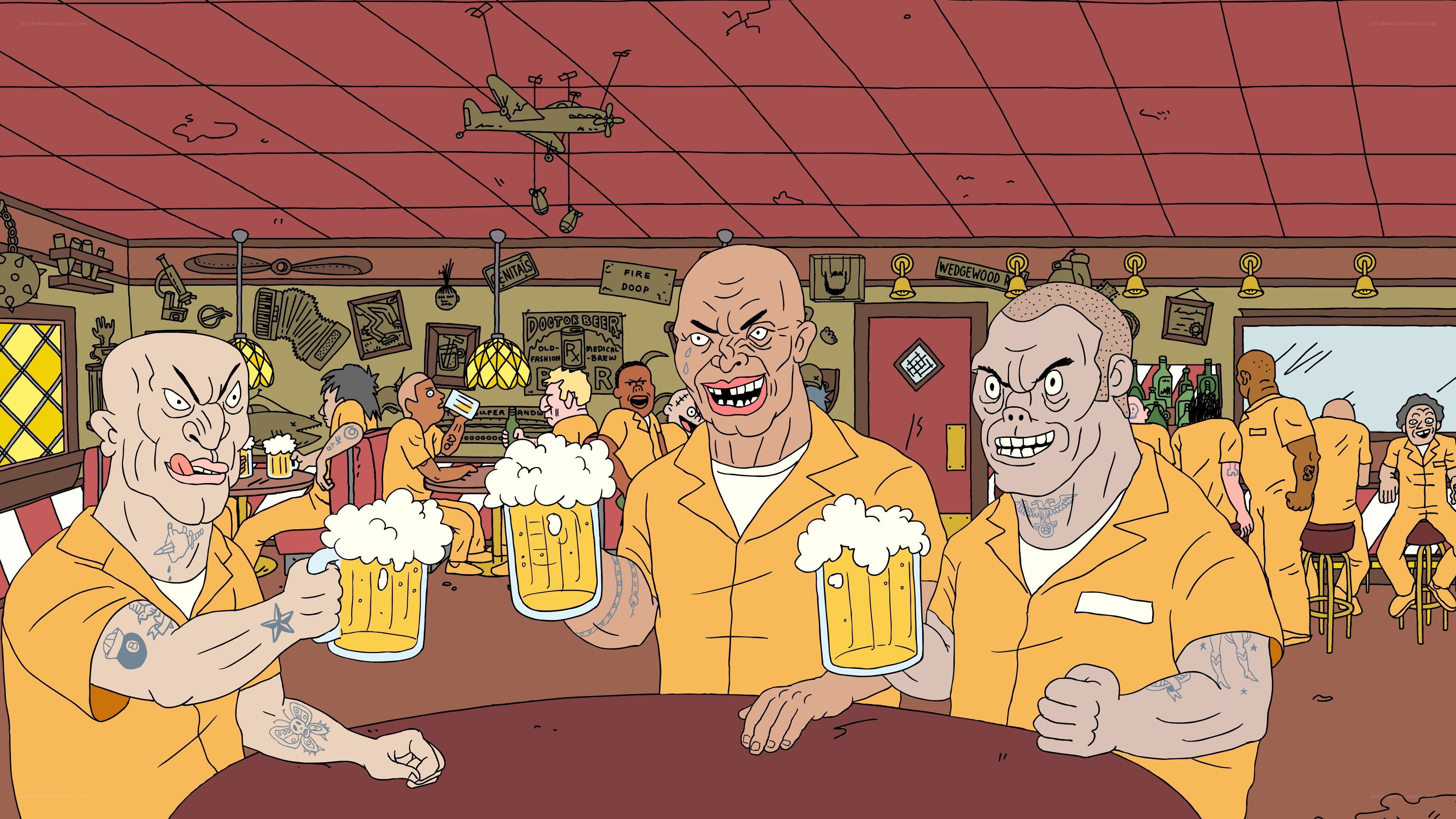 prisoners drinking beer