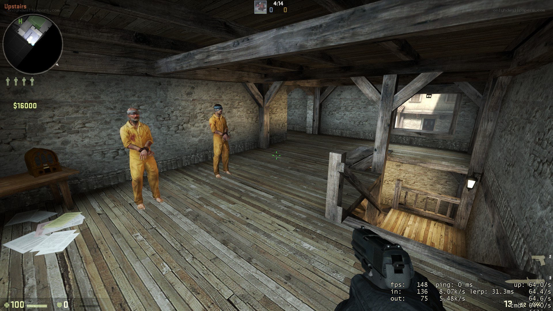 prisoners in a wooden room