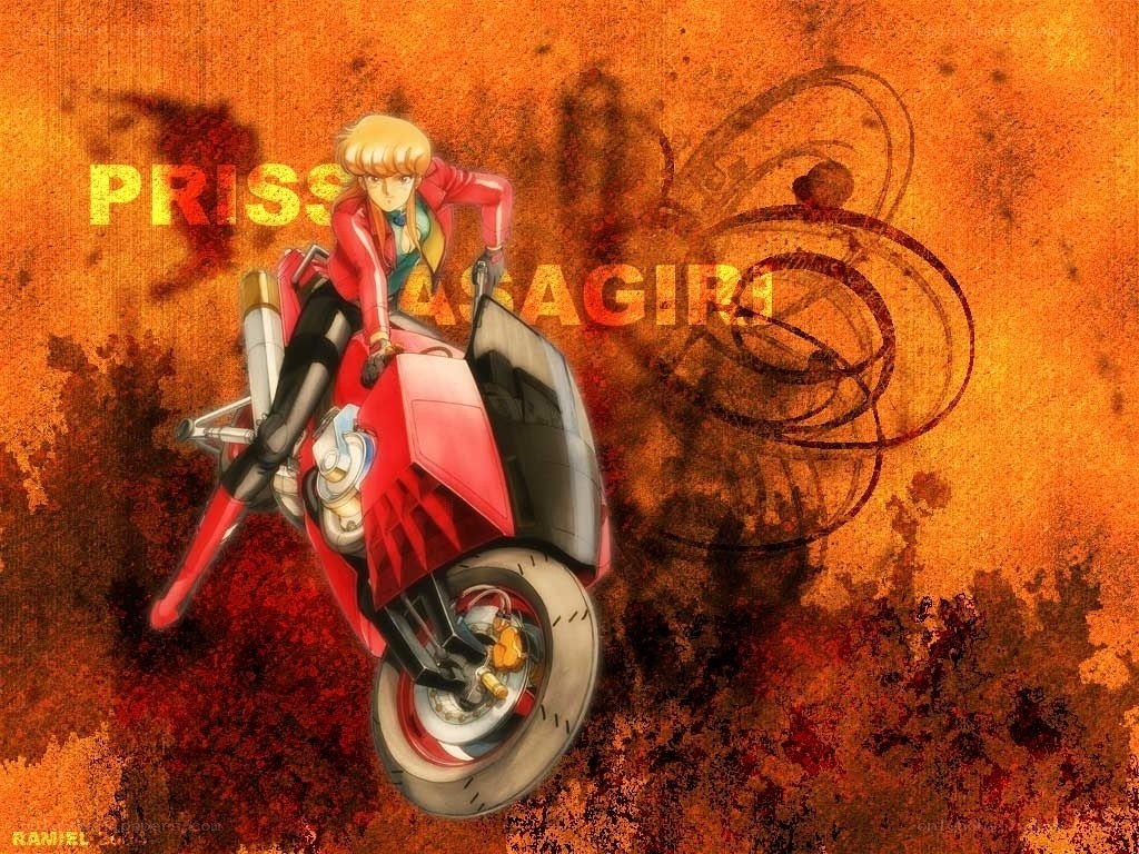 Priss Asagiri on a motorcycle