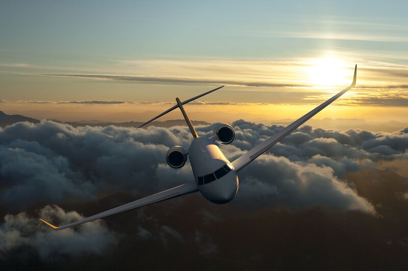 Private Jet Above Clouds — White, Serene