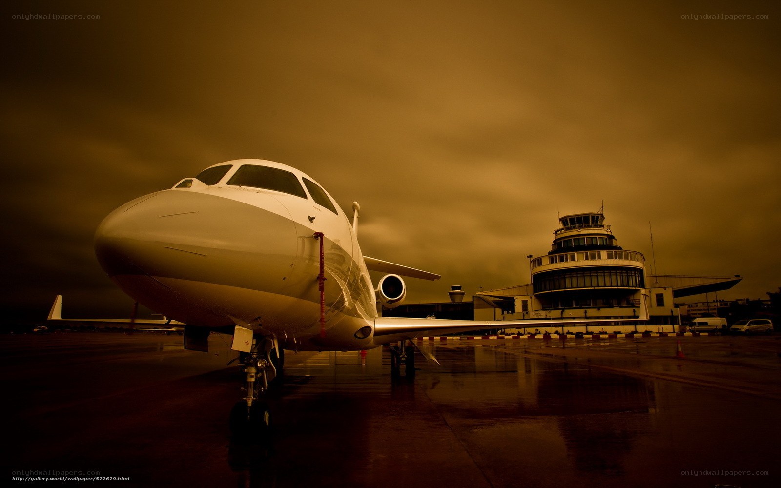 Private jet at airport terminal