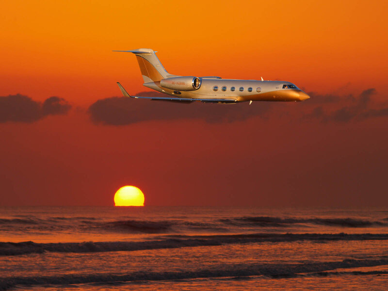 Private Jet Flying — Orange