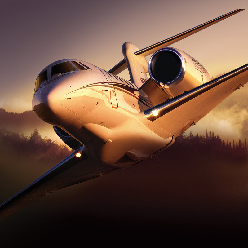 private jet in flight