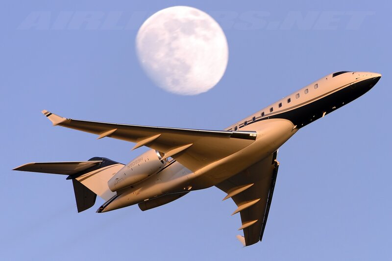 Private Jet in Flight — Blue, Dramatic