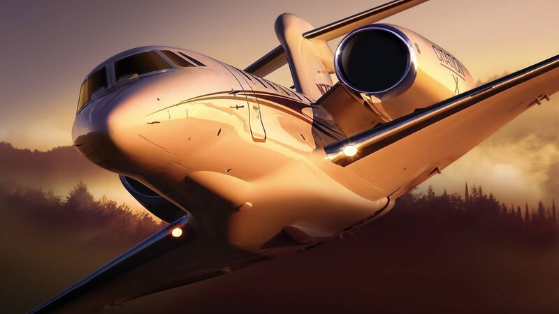 Private Jet in Flight — Gold, Dramatic, Sunset