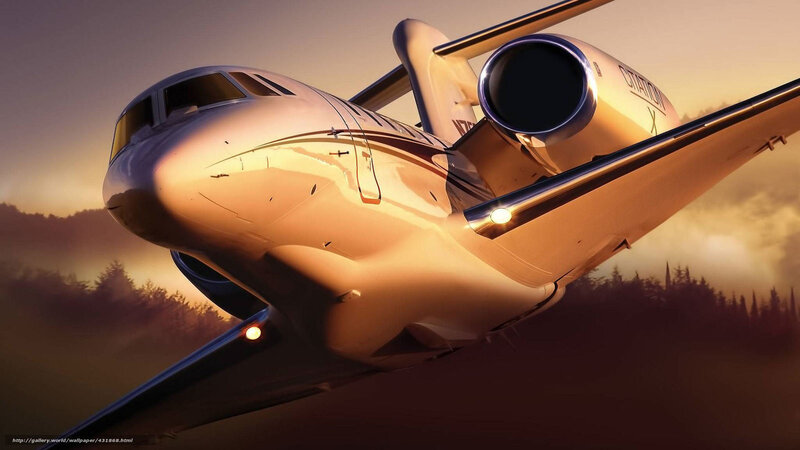 Private Jet in Flight — Gold