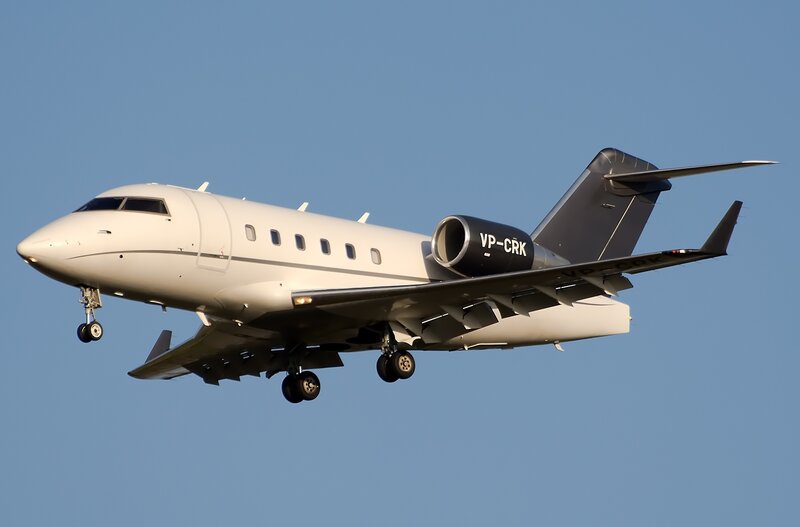 Private Jet in Flight — White, Calm