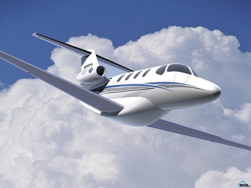 Private Jet in Flight — White, Serene, Afternoon, Digital Art