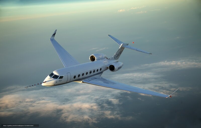 Private Jet in Flight — White, Serene, Sunset